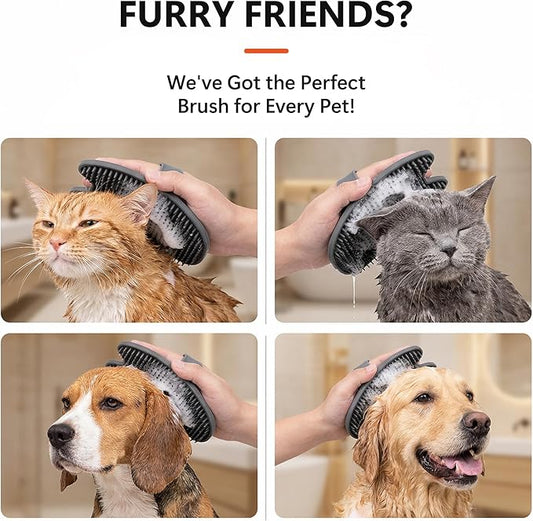 Li&Zhao Dog Bath Brush - 2 PCS Pet Shampoo Brush & Massager for Dog Cat Bath Time, Soft Silicone Grooming Comb for Short Medium Hair