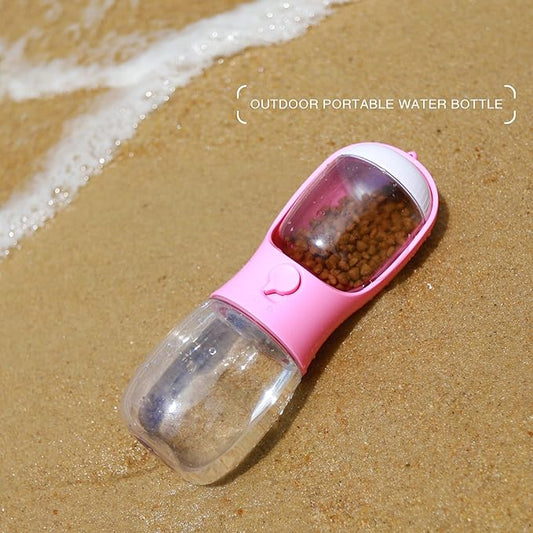 Dog Water Bottle with Food Container, Portable Leak Proof Pet Water Dispenser for Walking Hiking Travel, Puppy Essentials Accessories for Small Large Dogs, Dog Gifts (10oz/15oz/19oz)