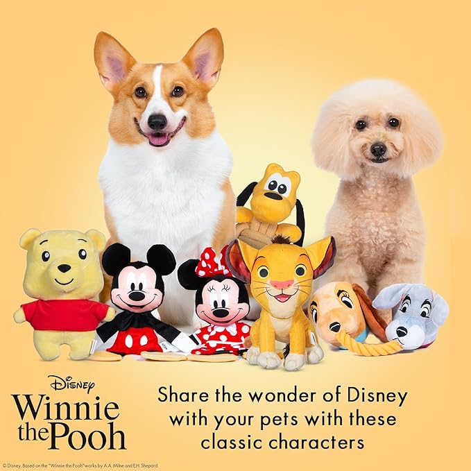 Disney for Pets Winnie The Pooh: Beary Fun Plush Buddy for Dogs, 9in Dog Toys | Plush Toy for Dogs Inspired by Winnie The Pooh with Crinkle and Squeaker