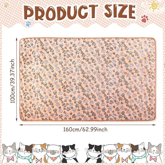 Tatuo 4 Pcs Dog Blanket for Pet Cat Blankets Indoor Puppy Teething Stuff Toys Paw Print Fleece Soft Blanket Sleep Mat for Guinea Pig Cage(White, Coffee, Pink, Purple,XX-Large(40 x 63 Inch),Square)