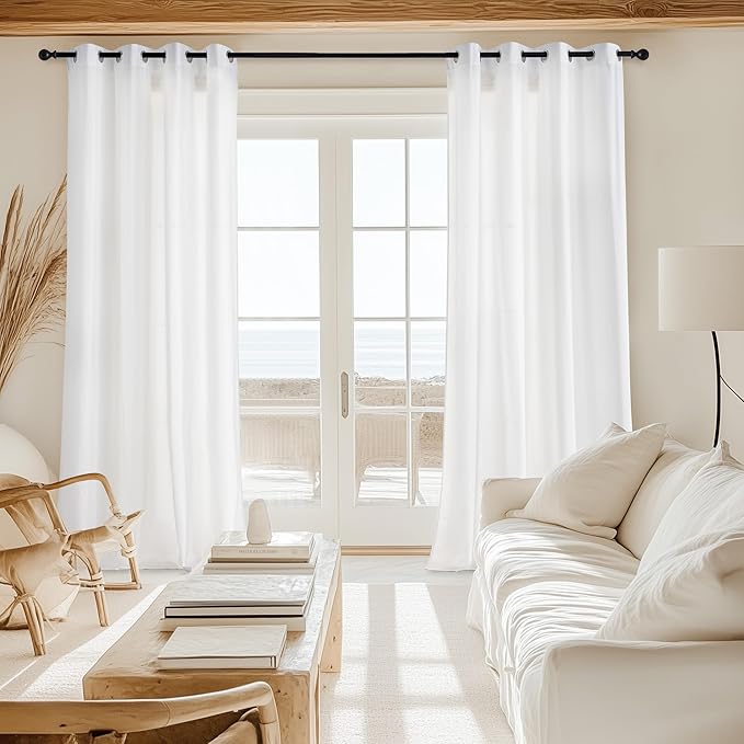 NICETOWN Non-See-Through White Privacy Sheer Curtains 63 inches Long 2 Panels, 52" Wide Grommet Window Curtains Drapes for Living Room Bedroom- Home Decoration Light Filtering Elegant Window Drapes