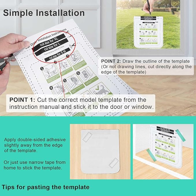 Safety Pet Door with 4 Way Lock, Weatherproof Cat Flap for Sliding Door, and Wall(X-Large, Outer Size 11 * 9.8 * 0.78in)