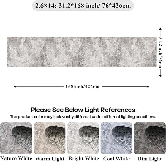 2'6x14 Extra Long Runner Rug : Washable Non-Slip Carpet for Hallway - Soft Kitchen Rugs Thin Low Pile Floor Mat for Bedroom Abstract Home Decor 2.6x14 Grey