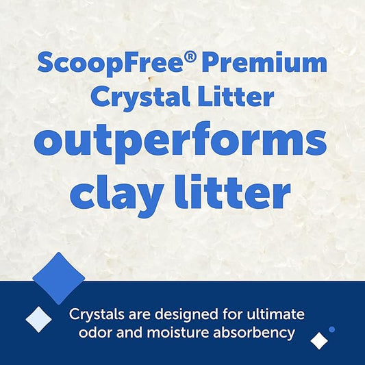 PetSafe ScoopFree Premium Crystal Cat Litter - Outperforms Clay Litter - Refill Packs - Reusable Tray Compatible - Fragrance Free - 4.3 lb Bags - 2 Pack