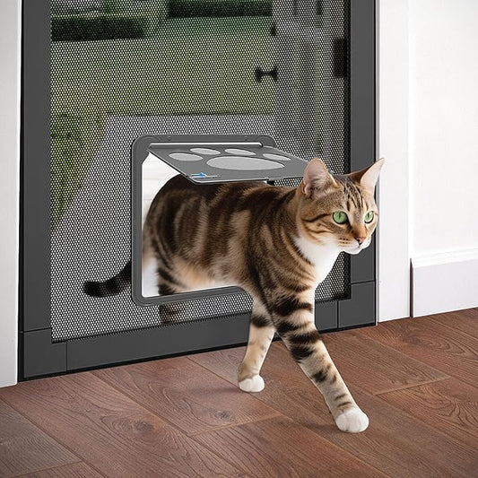 PETLESO Small Dog Door for Screen Door, Cat Door 8"×10" Magnetic Flap Self-Closing, Pet Screen Door for Sliding Door, Puppy Doggy and Cat Door Built in Screen, Lockable, Black S