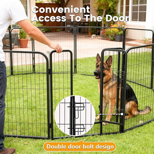 FDW Dog Playpen Dog Pen 16 Panels 40 Inch Hight Indoor Outdoor Folding Metal Portable Puppy Exercise Pen Heavy Duty Dog Fence for Yard Camping,Black