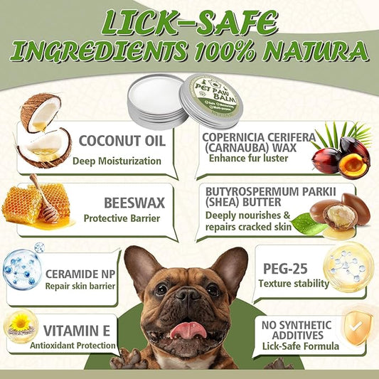 Yeardera Dog Paw Balm & Nose Balm, Lick-Safe & Moisturizing | All-Natural Moisturizer & Soother for Dry | Deep Repair for Dry, Cracked Paws | Horse Hoof and Joint Care Friendly (Value Size 2.12oz)