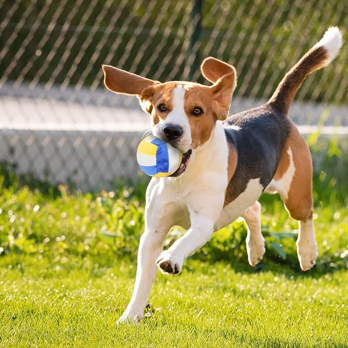 Dog Toys Balls - Chewable Plush Volleyball for Dogs, Soft Pet Squeaky Ball Stuffed with Fluffy, Durable Indoor & Outdoor Dog Puzzle Toy, Birthday for Puppy Small Medium Breeds