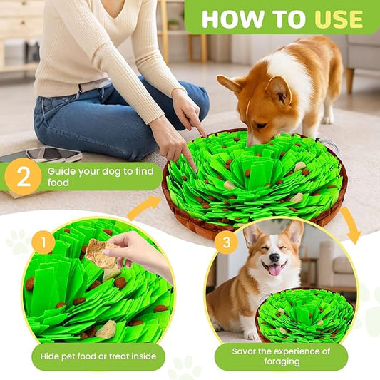 Snuffle Mat for Dogs 19"x19", Adjustable Dog Slow Feeder Bowl, Interactive Dog Enrichment Puzzle Toys, Foraging Sniff Treat Mat Mental Stimulation for Puppy Small Medium Large Breed Dogs Cats