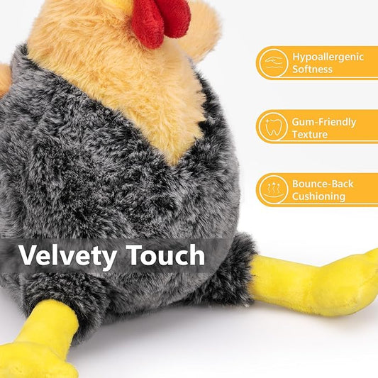 Squeaky Stuffed Dog Toys – Plush Chicken Chew Toy for Small, Medium & Large Dogs, Cute & Funny Interactive Puppy Toy with Crinkle Paper & Double Squeakers