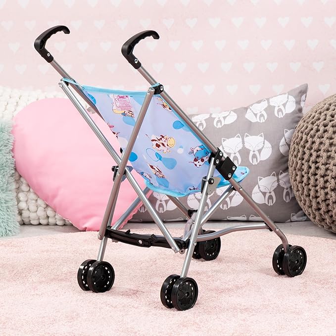 Bayer Baby Umbrella Stroller for Dolls - Blue Cow Print, 18 in