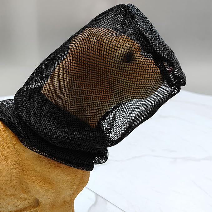 Foxtail Mask Dogs Head Protector, Foxtails Protection for Dogs Adjustable Elastic, Dog Soft Net Mask for Outdoor Hiking Camping, Breathable Mesh Muzzles for Dog, Black, S