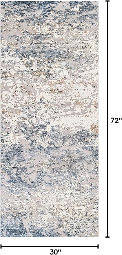 Art&Tuft Runner Rug 2'6x6' - Anti-Slip Backing Abstract Hallway Rug, Stain Resistant Kitchen Rugs, Foldable Machine Washable Area Rug(TPR18-Blue, 2'6x6')
