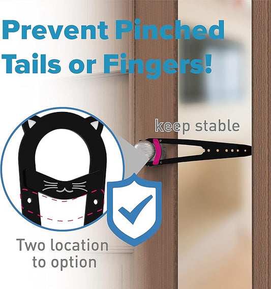 Neobay Cat Door Latch with Stabilizer, 7 Sizes Adjustable Cat Door Holder Latch, Keeps Dog Out of Litter Box, No-Drill Alternative to Pet Gates & Interior Cat Door, Black, 2 Packs