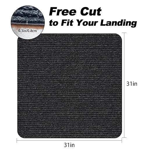 Stair Treads for Wooden Steps, Non-Slip Stair Runner Indoor Outdoor Stair Tread Mats Covers Pads, 31" x 31"Matching Staircase Step Runner for Elders, Kids and Dogs (31" X 31", Black)