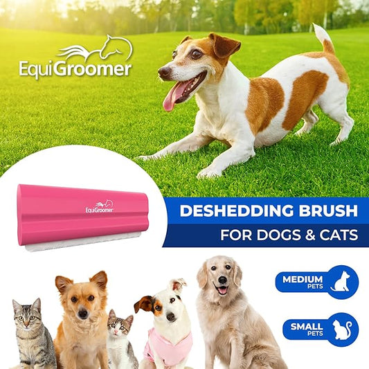 EasyGroomer Deshedding Brush for Dogs & Cats – Undercoat Grooming Tool for Short & Long Hair, Removes Loose Fur & Dirt, Reduces Shedding for Small & Large Pets, Pink