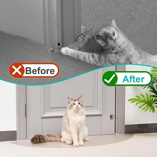 Uross Semi-Circular Carpet Protector for Pets 1PCS, Plastic Cat Carpet Protector for Doorway, Cat Scratch Protector Mat, Cat Ripping Up Under Door Carpet Scratch Stopper