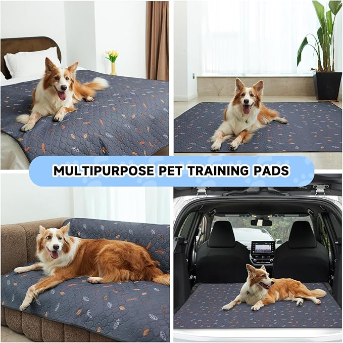 Sunheir Washable Pee Pads for Dogs 2-Pack Reusable Puppy Pads Pet Training Pads, Waterproof Dog Pee Pads for Crate, Whelping Pad, Non-Slip Protects Against Urine Leakage (Leaves - Green, 31x36)
