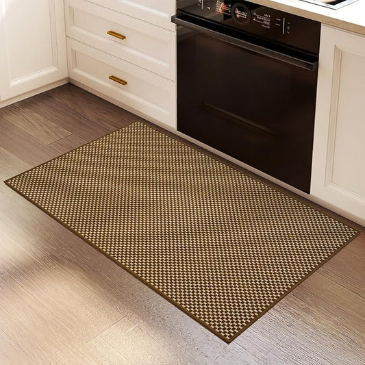2x3 ft Indoor Door Mat Entryway Rug Non Slip Boho Woven Washable Small Area Rugs Runner, Front Entry Rug Entrance Doormat for Hall Porch Bathroom Kitchen Bedroom, Dark Brown/Coffee 24"x36"
