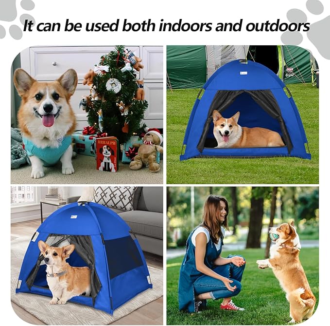 Cat Tent Outdoor/Indoor, Cat and Dog Waterproof Tent House, Outdoor Dog Bed Washable, Indoor/Outdoor Cave Nest Bed Small Dog Tent for Cat, Bunny and Small Animal (Blue, L)