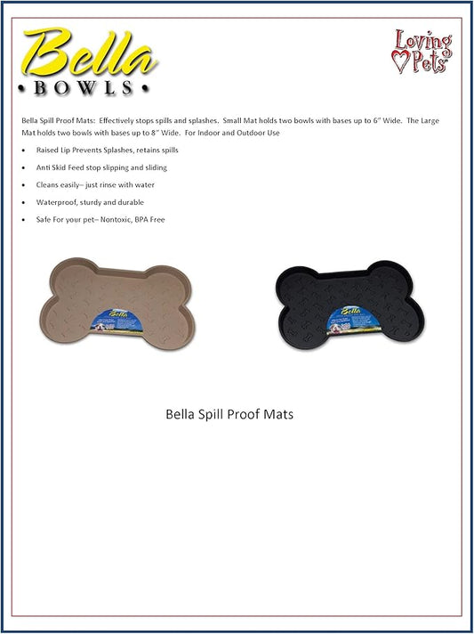 Loving Pets Bella Spill-Proof Pet Mat for Dogs, Small, Black