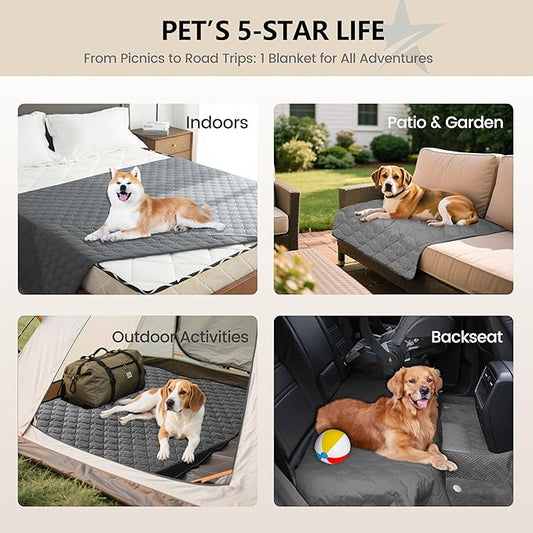 gogobunny 3X Stronger Waterproof Pet Blanket, Scratch Proof Furniture Protector for Dogs Cats, Reversible Cover 30x30 Inch, Dark Grey