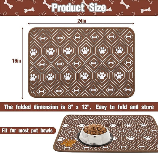KOOLTAIL Dog Mat for Food and Water Bowls, 2 Pack Waterproof Pet Feeding Mat for Floors, Non Slip Mat for Puppy Cats