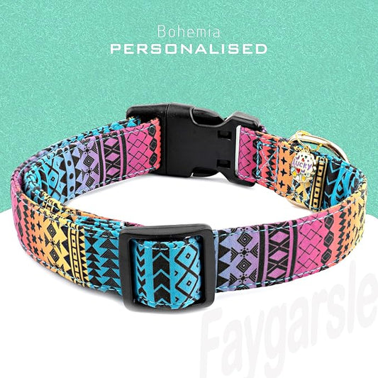 Faygarsle Bohemian Geometric Pattern Dog Collar for Small Medium Large Boys Girls Dogs M