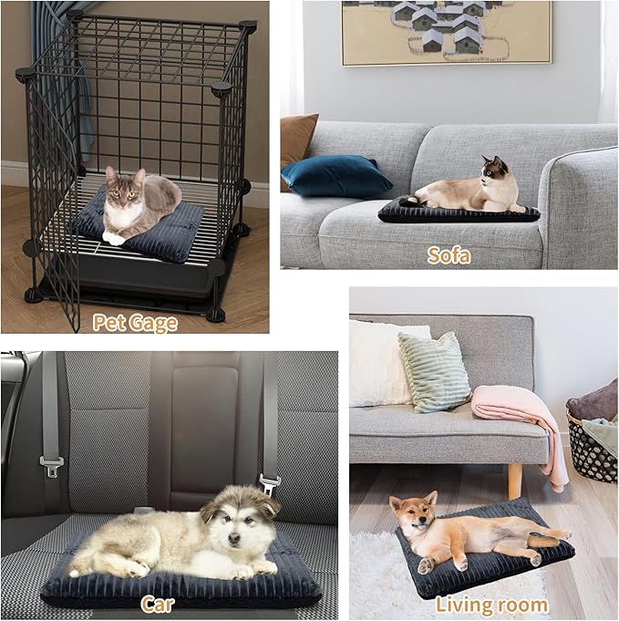 Self-Warming Cat Bed Pad 22 * 16 inch Self-Heating Cat Bed Mat Thermal Blanket for Indoor Cats & Small Dogs Stripes Gray