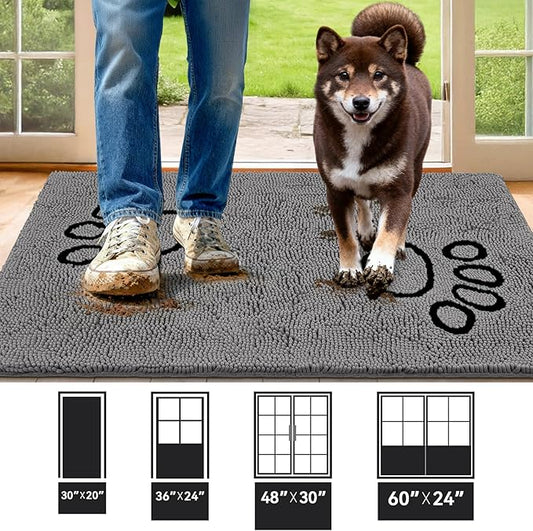 Bcoimo Super Absorbent Dog Door Mat, 48"*30" Anti Slip Mat for Muddy Paws, Pet Rugs for Dirty Paws Washable That Absorbs Moisture and Dirt, for Dog Cage and Pet Resting Carpet