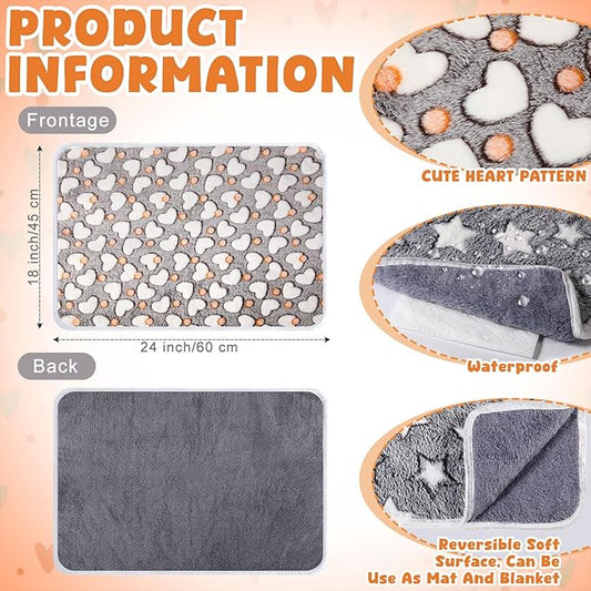 2 Pcs Large Self Warming Cat Pad Self Heating Cat Mat Bed Dog Crate Pet Blankets Thermal Heated Bed Mat for Outdoor Indoor Newborn Kittens Puppies Dog(Heart,24 x 18)