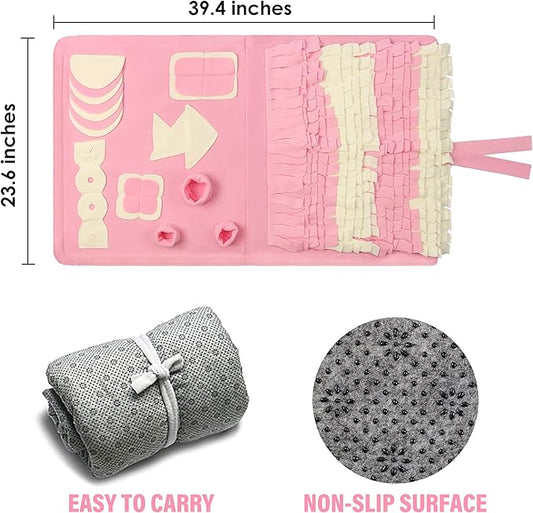 Snuffle Mat for Small Large Dogs (23.6" x 39.4") - Nosework Feeding, Easy to Fill, Machine Washable Training Mat, Pet Activity/Toy/Play, Great for Stress Release - M & Pink
