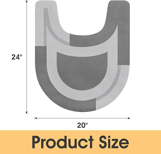 ACCUMTEK Toilet Rugs, Ultra Thin Absorbent Contour Bathroom Rugs for Toilet, Dry Quickly, Machine Washable, Upgrade Backing Non-Slip Bath Mat, Grey/Bordered/U-Shaped 24"x20"