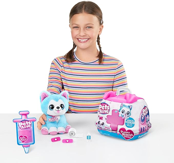 Pets Alive Pet Shop Surprise S3 Puppy Rescue (Pomeranian) by ZURU Surprise Puppy Plush, Ultra Soft Plushies, Compound Surprises Inside, Interactive Toy Pets, Electronic Speak and Repeat (Series 3)