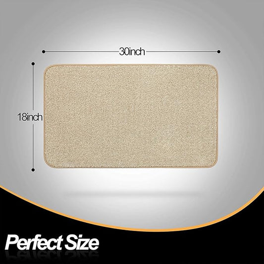 ITSOFT Dirt Trapper Indoor Door Mat & Entrance Rug for Wet Muddy Shoes and Pet Paws, Non-Slip Machine Washable, Shoe Scraper, Absorbent Welcome Dog Mat for Front Door, Entry Way (30x18, Beige)