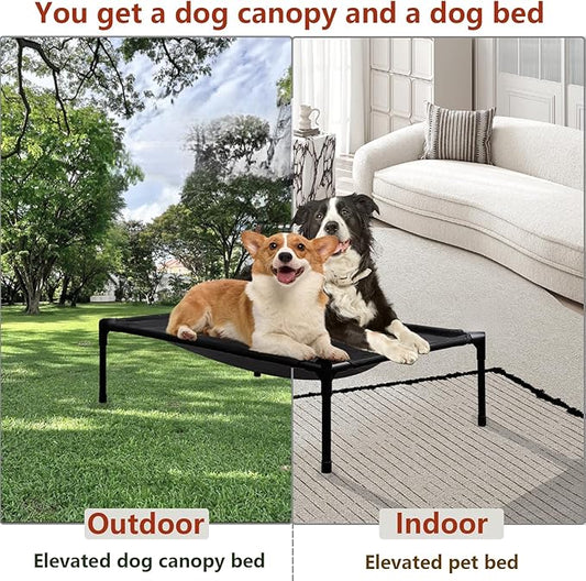 Elevated Dog Bed for Small Dogs, Raised Outdoor Dog Bed with Breathable & Washable Mesh, Indoor & Outdoor Pet Hammock with Skid-Resistant Feet