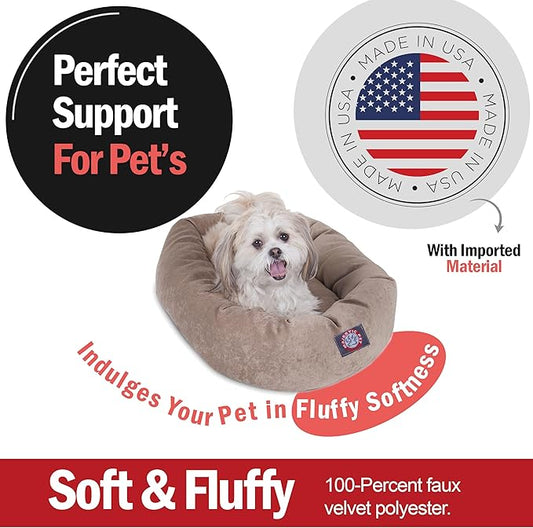 Majestic Pet Villa 24 Inch Shredded Memory Foam Dog Bed for Small Sized Dog 24x19x7 Inch–Orthopedic Pet Bed - Washable Small Puppy Mat with Head Support-Pearl