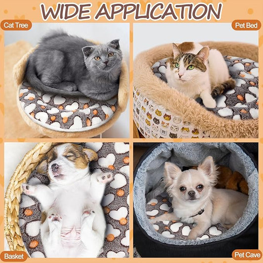 VitalCozy 2 Pack Self Heating Cat Pad Self Heating Cat Bed Machine Washable Heat Pet Mat Reversible Body Thermal Warm Round Dog Bed Crate Blanket for Feral and Indoor Cats(16'',Heart)