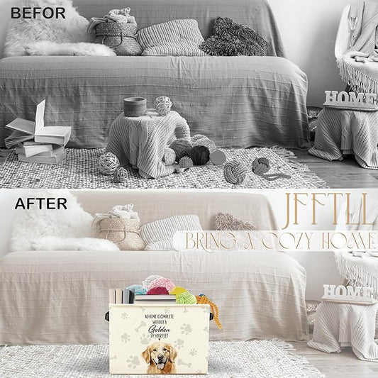 Funny Golden Retriever Dog Toy Basket, Dog Home Decor, Golden Retriever Lovers Gifts Collapsible Pet Dogs Toy Storage Bin Box Basket Organizer, Pet Supplies for Dogs