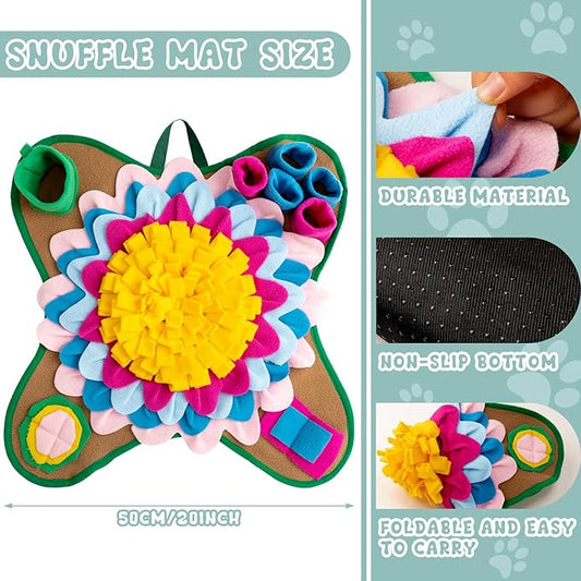 Tatuo 2 Pack Pet Snuffle Mat for Dogs Treat Interactive Dog Feeding Mat Portable Puzzle Toys for Small Medium Breed Dogs Puppy Foraging Feed Game(Elegant Style)