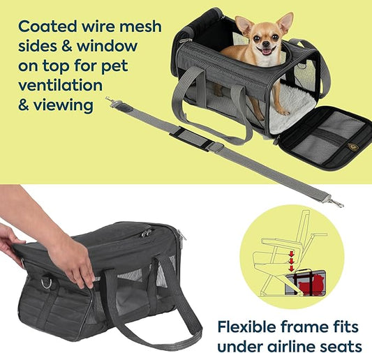 Sherpa Original Deluxe Travel Pet Carrier, Airline Approved & Guaranteed On Board - Charcoal Gray, Small
