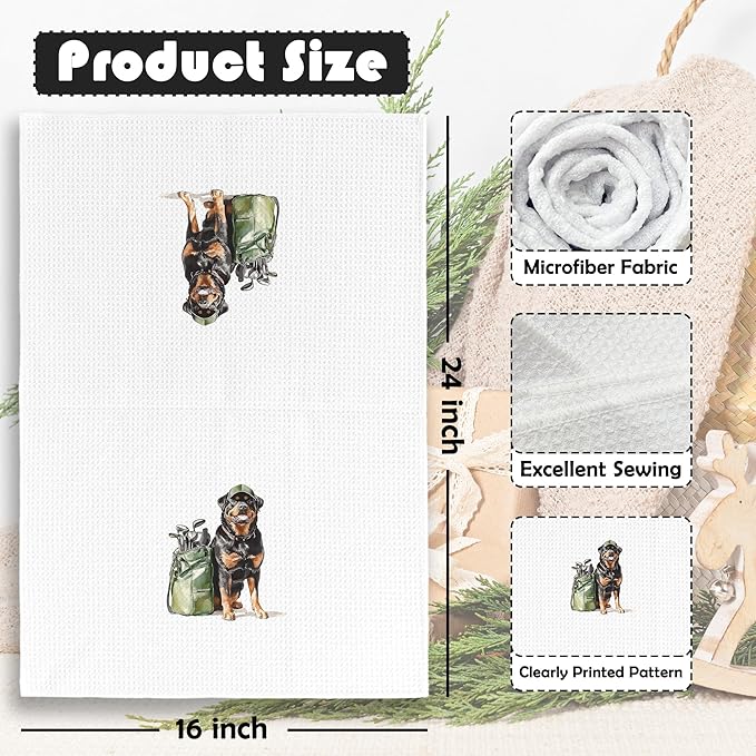 Golf Dog Kitchen Towels - Bernese Mountain Dish Towels, Sports Gifts, Pet Golf Club Decorative Absorbent Dishcloths Hand Towels for Kitchen Gym Spa Decor 16x24 Inches