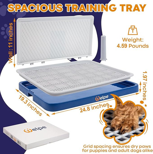 Welpe Dog Potty Tray with Pee Pad Holder - Perfect Indoor Potty Training Solution for Small and Medium Dogs. Say Goodbye to Messy Floors and Enjoy Stress-Free Training Success!