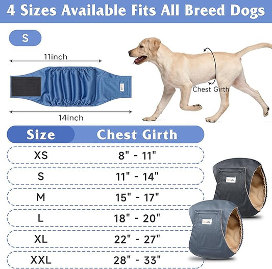 5 Pack Dog Diapers Male Reusable, Premium Belly Bands for Dogs, High Absorbing Male Dog Pee Wraps for Doggie in Incontinence or Excitable Urination and Training Gray XL