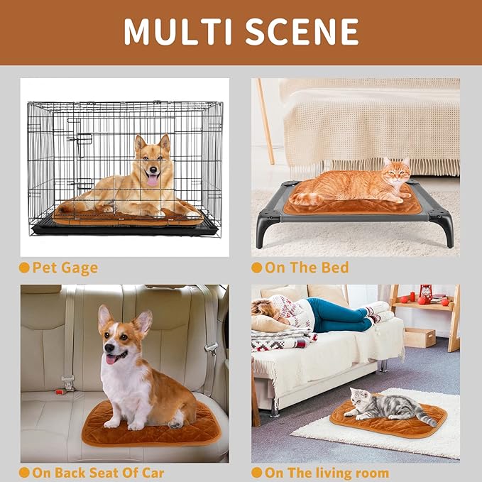 NAMOTEK Self-Warming Cat Bed Indoor/Outdoor Super Soft Self Heating Pet Mat Washable Thermal Pad for Cat & Dog 35x23 inch
