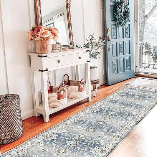HY HAO YUN LAI Non Slip Runners for Hallways,Washable Rug,Long Ultra Soft Kitchen, Non Shedding Accent Farmhouse (Grey, 2 X 10)