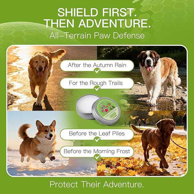Paw Balm for Dogs and Cats, Paw Pad Balm with Avocado Oil & Witch Hazel, 2.1 oz Beeswax Paw Cream for Dry, Cracked Pads, Lick-Safe Pet Paw Care - with 2 Pack Pet Wipes