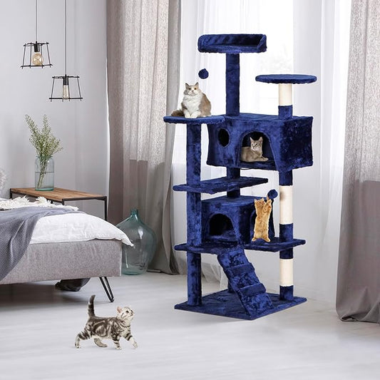 Nova Microdermabrasion 54 in Cat Tree Tower for Indoor Cats Multi-Level Cat Condo Cat Bed Furniture with Scratching Post Kittens Activity Center