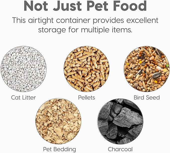 IRIS USA Dog Food Storage Container 50 lbs, with Removable Rolling Wheels, for Dog Cat Bird and Other Pets, Food Storage Bin, Keep Fresh, Made in USA, Pearl/Black