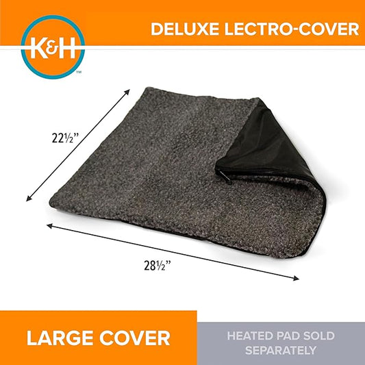 K&H Pet Products Lectro-Kennel Outdoor Heated Pad Deluxe Cover, Fits K&H Lectro-Kennel Large Pads (Heated Pads Sold Separately), Machine Washable Zippered Soft Fleece Cover - 28.5 X 22.5in Gray